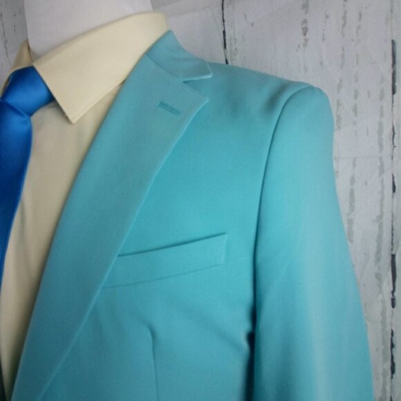 Boohoo Man 36R Polyester Blend Skinny 2 Button Teal 2pc Suit - Picture 9 of 15